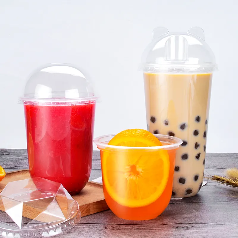 Personnalisé imprimé jetable clair 12oz 16oz 22oz pp tasse U forme fruits lait boba bulle thé tasse en plastique