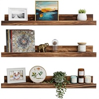 Ensemble d'étagères flottantes à 3 niveaux de 24 pouces en bois de pin rustique, revêtement écologique, rangement mural, présentoir pour chambre d'enfant, salon, vinyle