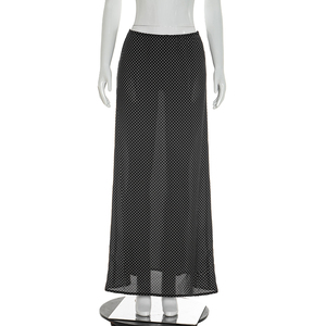 Jupe longue droite décontractée en mousseline imprimée à pois numérique Viviblook D26SK076 pour femme – Nouvelle collection été - Product Image 1