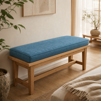 Coussin de banc en chenille teal imperméable personnalisé avec bordure passepoilée et housse amovible lavable pour siège de fenêtre, salon, intérieur