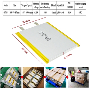 Batterie lithium-ion ultra-mince haute capacité HS Brand Semi Solid State 497087 3.8V 4900MAH 4.35V 0.5C pour Surface Book - Product Image 2