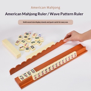 Support de Mahjong en bois de style américain de 17 pouces, deux-en-un, pour l'organisation de cartes, avec fonction de pousseur et règle - Product Image 3