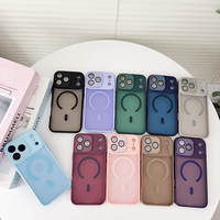 Étui pour 16 Pro Max avec anneau magnétique, TPU+PC, antichoc, style Ins, mat, personnalisable, emballage personnalisé, étui de téléphone portable