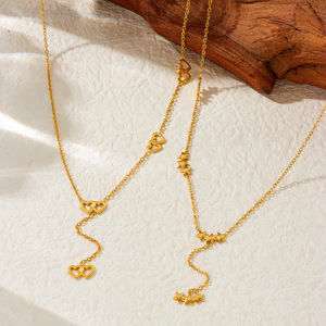 Stainless Steel Rhinestone Heart Y-Shape <b>Long</b> Tassel <b>Necklace</b> For Daily Party Wear - Product Image 2