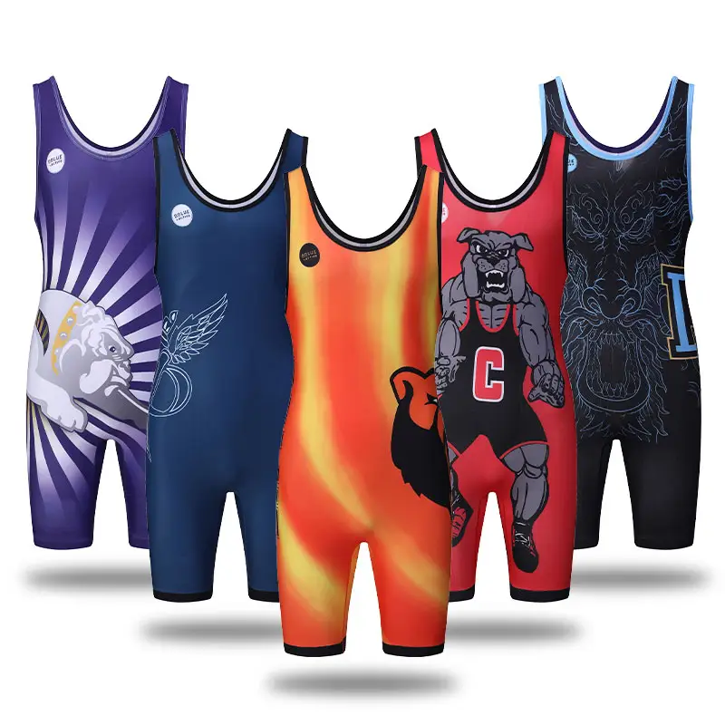 Benutzer definierte Hochwertige Günstige Großhandel Sublimation Frauen Wrestling Singuletts Jugend Wrestling Singuletts Herren Wrestling Singuletts