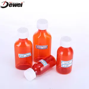 Prezzo di fabbrica 6OZ quadrato PET plastica bottiglia di medicina con CR corpo rotondo e tappo a vite per uso liquido con sigillo e coperchio