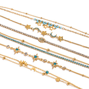 กำไลข้อมือหรูหราประดับเพชรซิคอนรูปดวงตาปีศาจ ดาว และพระจันทร์ ชุบทอง 18K PVD บนสแตนเลสสตีล สำหรับผู้หญิง - Product Image 5