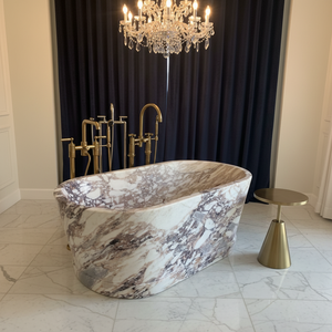 Bañera <span class=keywords><strong>de</strong></span> Mármol Natural Pulido <span class=keywords><strong>de</strong></span> Lujo Moderno, Tallada en un Solo Bloque <span class=keywords><strong>de</strong></span> Piedra, Ideal para Villas y Hoteles - Product Image 4