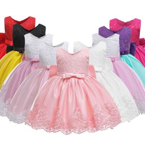 Vestidos de Princesa sin Mangas al por Mayor con Lazo y Encaje, Ropa de Princesa para Niñas, Vestidos de Dama de Honor con Cinturón Grande - Product Image 2