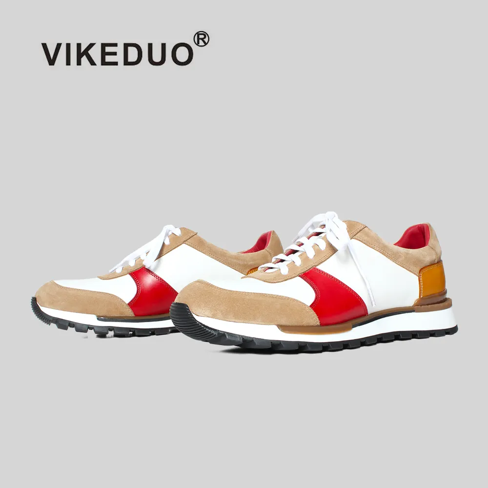 Vikeduo 손으로 만든 새로운 제품 다채로운 패션 신발 남자 컬렉션 남자 캐주얼 브랜드 신발 가죽 스니커즈