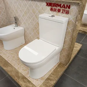 Inodoro de cerámica de dos piezas, WC moderno, sin marco