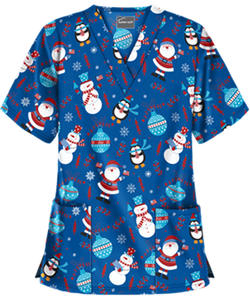 Conjunto de uniforme de Hospital para enfermera, estampado navideño, promoción de vacaciones - Product Image 3