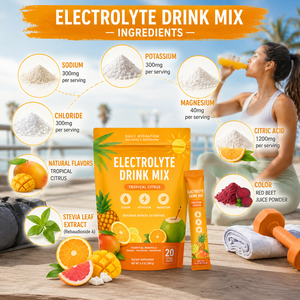 Poudre de soutien énergétique biologique à la grenade et à la cerise Mélange d'électrolytes Supplément booster pour le sport Boisson pour adultes - Product Image 3