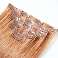 Extensions de cheveux vierges européennes brutes à double trame, invisibles, avec clips, type Genius Weft # 30 mèches de cheveux humains bruns lisses et soyeux