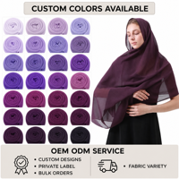 Foulard Hijab en Chiffon pour Femmes en Gros, Couleurs Personnalisées, Couleur Unie, Léger et Doux, OEM ODM, Vente en Gros, Marque Privée