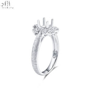 Anillo de compromiso vintage hecho a mano por proveedor de Hong Kong, oro blanco de 18 quilates, anillo de diamantes naturales, engaste semimontado para boda de mujer - Product Image 5