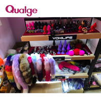 Plug anal vibrant en forme de queue de chat, jouet sexuel, rouge et violet, en acier inoxydable et cristal, 100% étanche, 6cm*46cm