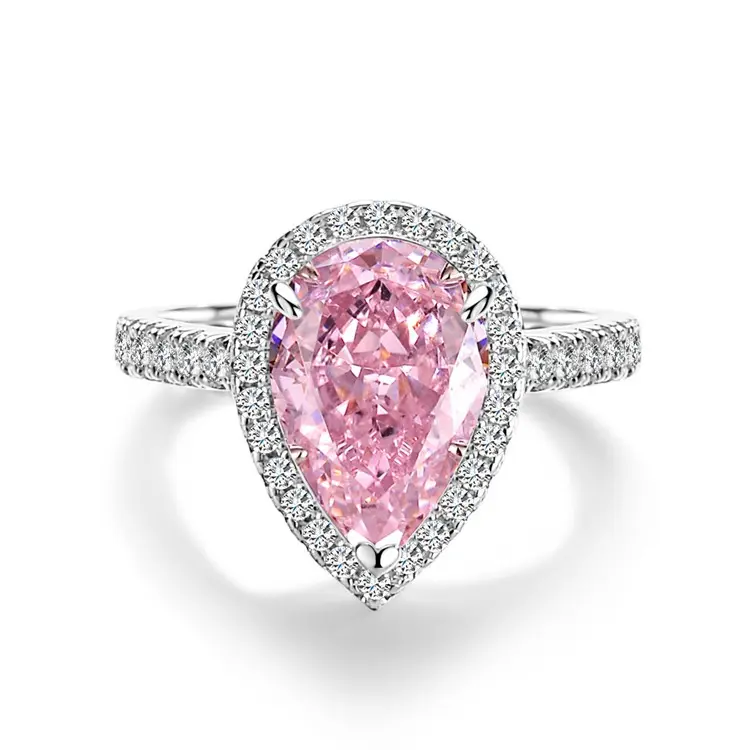 Fashion crystal heart-shaped wedding ring Ladies elegant engagement ring zircon silver charm gift
