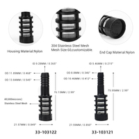 Filtre d'aspiration d'entrée de barbe de tuyau chimique en plastique pour le filtre de savon de maille de nylon d'acier inoxydable de pulvérisateur