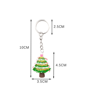 Spot Christmas tree keychain decoration Cartoon Christmas <b>key</b> <b>ring</b> gift Oil painting style <b>Plastic</b> keychain Wholesale - Product Image 3