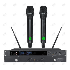 ระบบไมโครโฟนไร้สายแบบสองช่องสัญญาณ BD-26 ชุดไมค์แบบมือถือ UHF พร้อมหน้าจอดิจิตอล สำหรับการแสดงบนเวที การพูด และคาราโอเกะ - Product Image 3
