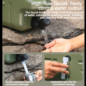 Réservoir d'eau portable PE pour camping en plein air, seau pour voiture avec robinet, <span class=keywords><strong>sac</strong></span> de stockage d'eau minérale pure de forme carrée - Product Image 5