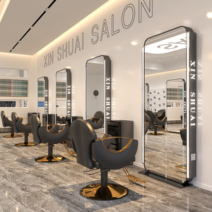 Luxury Modern Design <b>Gold</b> <b>Full</b>-<b>Length</b> Double <b>Mirror</b> Styling Equipment Durable with LED Light for Beauty Salons and Barber Shops - Product Image 6