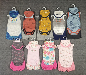 Oferta Especial Conjunto de Verano de Camiseta Corta y Pantalones para Niñas Lote de Ropa Barata para Bebés Mamelucos con Tirantes para Niños en Stock - Product Image 2