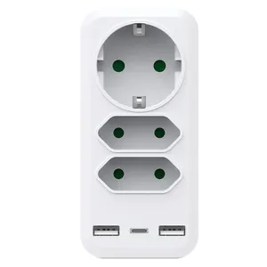 Multi function Euro extension sockets 1 in 3 Germany outlets conversion power strips with 2 usb charging and 1 Type-C