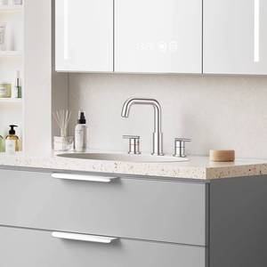 CUPC 3 Hole 304 Stainless Steel Waterfall Faucet Basin Mixer Bathroom Tap - Product Image 2