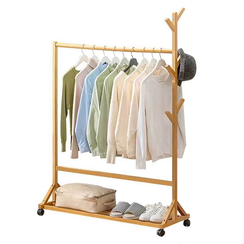 Hot Selling High Quality cheap Bamboo & Wooden Stand Hooks Hanger Coat Rack For Coats and hats