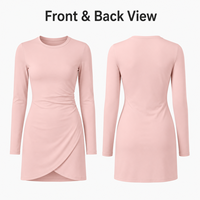 Robe de golf pour femme, rose poudré, à manches longues, avec short intégré, extensible, OEM ODM, marque privée, vente en gros