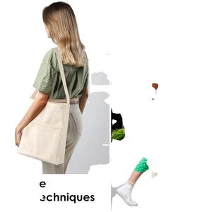 Sac fourre-tout en toile 2-en-1 avec poche, durable, réutilisable, en coton, pour le travail, les trajets domicile-travail, les courses, l'usage quotidien - Product Image 6