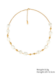 Elegante Collar de Perlas Geométricas de Moda, Collar de Cuentas de Plástico Circulares, Gargantilla Vintage, Conjuntos de Joyería Chapados en Oro de 18k para Mujer - Product Image 6