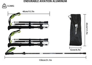 Lightweight <strong>3K</strong> Carbon Fiber Collapsible Trekking Poles, Quick Lock Adjustable Hiking Sticks for Outdoor Camping Travel - Product Image 2