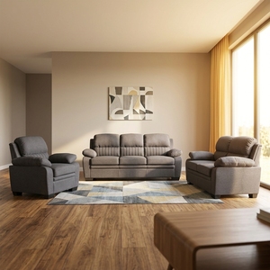 Modern Gray Fabric <b>Sofa</b> <b>Set</b> 3+2+1 Seat Contemporary Living Room Furniture with Cushion Back - Product Image 4