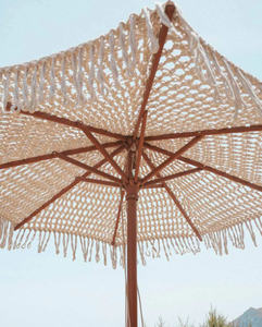 VENTA CALIENTE Crochet Patio Marco de aluminio Jardín Piscina Paraguas Hecho a mano Algodón Borlas Sombrilla Cuerdas Playa abierta Macrame Paraguas - Product Image 5