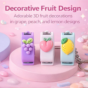 Mini Engrapadora con Forma de Fruta 3D, Uva, Durazno, Limón, Llavero, Engrapadora <span class=keywords><strong>Pequeña</strong></span> Portátil para la Escuela, Oficina, Estudiantes, Papelería, Regalo - Product Image 1