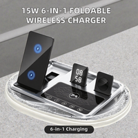 Articles cadeaux d'entreprise, station de charge sans fil magnétique pliable 3 en 1 électrique 15W, QC3.0 PD, iPhone, montre, écouteurs, réveil