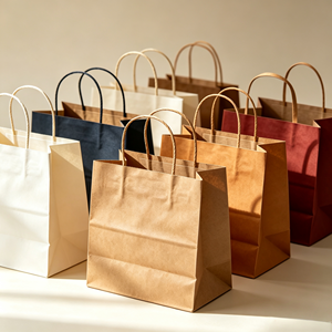 Bolsas de Papel Kraft Marrón Desechables, Biodegradables y Reciclables con Logotipo Personalizado para Comida para Llevar, Restaurante, Café, con Asa - Product Image 2