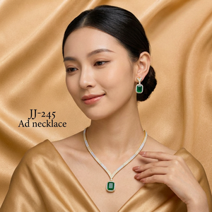 ชุดสร้อยคอเพทายสีเขียวทองเหลืองสุดหรูชุดเครื่องประดับโชคเกอร์ประดับเพชรแบบอเมริกันชุบทองสำหรับผู้หญิง - Product Image 3