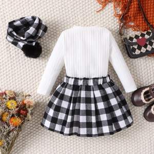 Nouveau Festival vêtements enfants robe haute qualité noël tricot jupes hauts + jupes + écharpe 3 pièces bébé fille hiver vêtements ensemble - Product Image 5