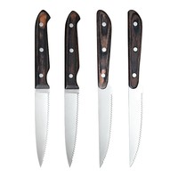 Ensembles de couteaux à steak de cuisine en acier inoxydable antiadhésif de 5 pouces couteaux à pain dentelés avec manche en bois