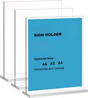 Porte-cartes A5 en acrylique vertical en forme de T Présentoir de cartes postales en plastique Support de menu transparent double face