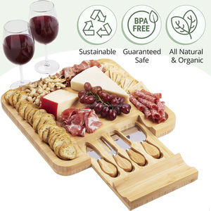 Grande bordo di formaggio di bambù ecologico popolare con Set di coltelli in acciaio inossidabile e Logo Laser per servire strumenti di formaggio da taglio - Product Image 6