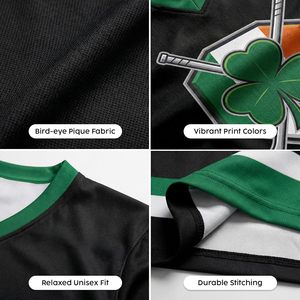Camiseta de hockey personalizada para el Día de San Patricio, camiseta irlandesa de hockey sobre hielo con nombre y número, regalo unisex para adultos del equipo - Product Image 4