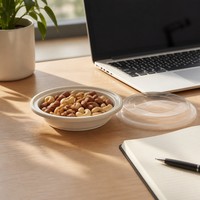 Boîte alimentaire hermétique réutilisable sans BPA de 350 ml avec couvercle, en plastique blanc, pour condiments, idéale pour les barbecues et la restauration événementielle