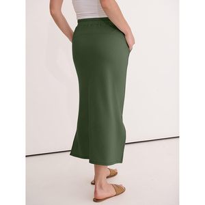 Jupe longue femme FOXA taille haute avec cordon de serrage, coupe droite, décontractée, idéale pour l'été, le bureau et les sorties du week-end - Product Image 4