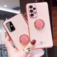 Casing Ponsel Mewah dengan Tempat Cincin untuk Samsung Galaxy A72 A52 A32 4g 5g A12 A42 A51 A71 A31 M31 M51 A21s, Penyangga Silikon