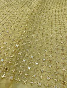 Tissu en Chiffon Pur Brodé à la Main avec Perles, Idéal pour Robes de Mariée – Disponible en Gros - Product Image 4